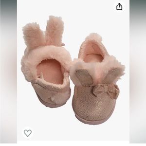 Wondernation Toddler Girls Pink Easter Bunny Rabbit Slippers Loafers House Shoes